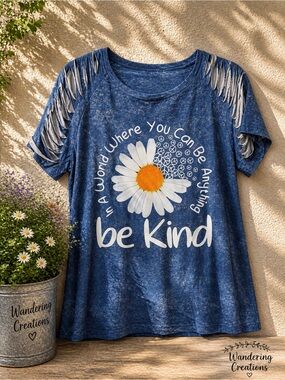 Be Kind Daisy Graphic Tee - Blue